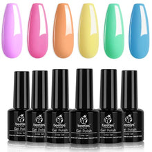 Load image into Gallery viewer, Beetles Gel Nail Polish Kit, Easter Nail Art 6 Colors Spring Summer Rainbow Bright Purple Pink Yellow Green Blue Soak Off Gel Polish Set DIY Manicure Gift for Girls
