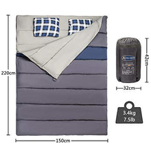 Load image into Gallery viewer, ACTIVE FOREVER Double Sleeping Bag, Lightweight Waterproof 2 Person Sleeping Bag With 2 Pillows For Cold Autumn And Winter (0 ℃ -10 ℃) Camping, Backpacking, Or Hiking Outdoor (Double) …
