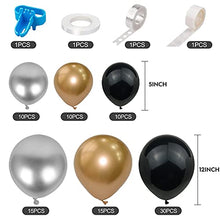 Load image into Gallery viewer, Black Gold Balloon Arch Kit,94pcs Metallic Black Gold and Silver Balloon Garland Arch Kit for Men Women Birthday Party Wedding Halloween Decorations
