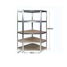 Load image into Gallery viewer, Heavy Duty Corner Galvanised Steel Shelving Garage Racking Unit 175kg per shelf (5 Levels 1800mm H x 900mm/698mm W x 400mm D) + FREE NEXT DAY DELIVERY
