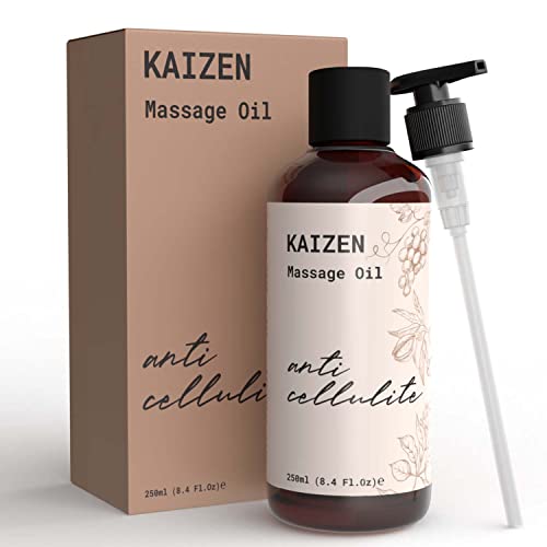 Kaizen Anti Cellulite Oil - Great Cellulite Remover & Stretch Mark Oil, Contains: Almond oil, Grapefruit Oil and Grapeseed Oil for Skin, Alternative to Anti Cellulite Cream & Cellulite Cups 250ml