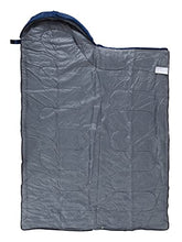 Load image into Gallery viewer, Cross Country Hooded Rectangular Sleeping Bag for Adults &amp; Kids, Warm &amp; Lightweight, 2 Season, for Camping, Hiking, Festivals, 210x75cm 150GSM, Full Length Zipper &amp; Drawstring, Blue &amp; Grey
