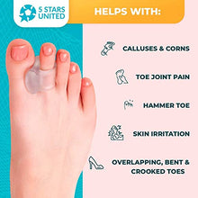 Load image into Gallery viewer, Toe Separators for Overlapping Toes - 4-Pack Clear Gel Hammer Toe Straighteners for Pain Relief - Correct Bent Toes - Big Toe Spacers, Spreaders, Soft and Gentle Bunion Correctors for Active Lifestyle
