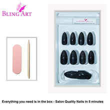 Load image into Gallery viewer, Bling Art Almond False Nails Fake Stiletto Gel Black Acrylic Long 24 Tips Glue
