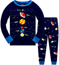 Load image into Gallery viewer, Boys Pyjamas Set 100% Cotton Planet Pjs Toddler Long Sleeve Sleepwear Kids Clothes 2 Piece Outfit Space T Shirt 6-7 Years
