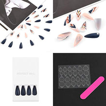 Load image into Gallery viewer, Sethexy Long Matte Stiletto False Nail Nude Pink Fake Nails Crystal Black 24Pcs Press on Acrylic Art Nail Tips for Women and Girls

