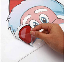 Load image into Gallery viewer, FINGOOO 74 Pieces Peeping Santa and Rudolph- Christmas Window Stickers Clings Snowflake Decal Window Decoration, 6 Sheets

