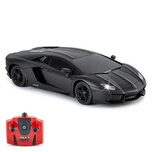 Load image into Gallery viewer, Lamborghini Aventador Official Licensed Remote Control Car with Working Lights, Radio Controlled On Road RC Car 1:24 Scale, 2.4Ghz Matte Black, Great Toys for Boys and Girls
