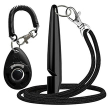 Load image into Gallery viewer, CMH EYE Professional High Pitch Dog Whistle for recall and Dog Clicker with straps-[2 PCS] ABS Material-Standardized frequency-black Dog Training Whistle and Clicker set.
