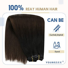 Load image into Gallery viewer, YoungSee Black Ombre Clip in Hair Extensions 14 Inch Black Ombre Hair Extensions Clip in Real Hair Ombre Black to Dark Brown Natural Hair Extensions Clip in Human Hair 7pcs 100g
