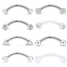 Load image into Gallery viewer, AceFun 16G Curved Barbell Piercing Rook Helix Piercing Augenbrauen Bauchnabel Piercing Ring Lippenpiercing 8 Stück

