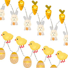Load image into Gallery viewer, Vanthylit Set of 2 Easter Lights 3M 30 LED Easter Egg Chicken Bunny and Carrot Fairy Lights Batter Operated Decorative Lights for Bedroom Home Party Table Easter Decorations (Warm White)
