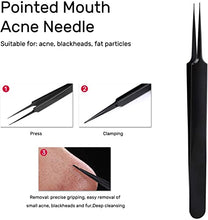 Load image into Gallery viewer, Blackhead Remover Tool,JOLIFILE 7pcs Pimple Popper Tool Kit,Acne Comedone Extractor Tools with Tweezers for Nose Face Blemish Whitehead Popping-Black
