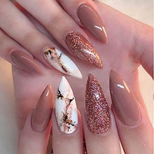 Load image into Gallery viewer, Brishow Coffin False Nails Short Fake Nails Glitter Press on Nails Bellarina Acrylic Stick on Nails 24pcs for Women and Girls

