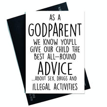Load image into Gallery viewer, Funny Godmother Card, Funny Godfather Card, Funny Godparent Card, Inappropriate Godfather Card, Will You Be My Godfather Novelty Joke PC382
