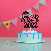 Load image into Gallery viewer, Blumomon 1Pc Black Glitter Congrats Grad Cake Topper 2021 Graduation Party Decorations Supplies Graduation Cake Topper Happy Graduation Party Decorations
