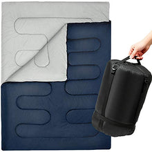 Load image into Gallery viewer, SUNMER Double Sleeping Bag - King Size - 300GSM - 3-4 Season - Converts into 2 Single Sleeping Bags - Ideal for Camping and Hiking Trips - Waterproof - Navy
