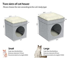 Load image into Gallery viewer, Bonlife Winter Felt Small Cat House Indoor,Foldable Pets Bed Cave Kennel with Two Move Cushion,Dog Bed Warm Comfortable,Light Grey,32X32X39CM

