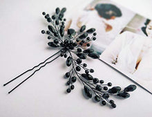 Load image into Gallery viewer, BERYUAN Women Rhinestone Hair Vine Piece Classic Black Crystal Flower Hair Pin Clip Wedding Hair Accessory Gift for Her Party Headpiece for Bride Bridesmaid Girls (Black)
