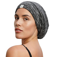 Load image into Gallery viewer, YANIBEST Silk Satin Bonnet Hair Cover Sleep Cap - Adjustable Stay on Silk Lined Slouchy Beanie Hat for Night Sleeping, Ab-black, L
