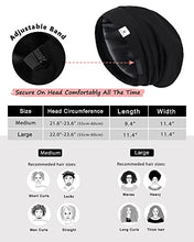 Load image into Gallery viewer, YANIBEST Silk Satin Bonnet Hair Cover Sleep Cap - Adjustable Stay on Silk Lined Slouchy Beanie Hat for Night Sleeping, Ab-black, L
