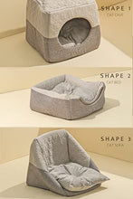 Load image into Gallery viewer, Cat Cave Bed for Indoor Cats up to 7kg, 37x33x30cm 3 in 1 Warm Cave Cat House Cat Sofa Bed Foldable Microfiber Tent with Removable Washable Cushion Pillow for Kitten Cats Small Dogs Puppy Small Pets
