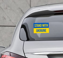 Load image into Gallery viewer, Stand with Ukraine Bumper Sticker 4&quot; X 6&quot;, Ukraine Bumper Sticker for Car Truck Decals, I Stand with Ukraine Sticker Vinyl Decal, Ukrainian Flag Bumper Sticker for Guitar (6pcs)
