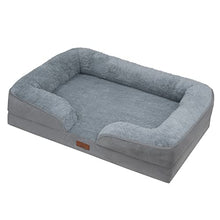Load image into Gallery viewer, Fur &amp; Bone Memory Foam Dog Bed | Washable Orthopedic Dog Sofa Couch with Removable Zipper Cover | Super Soft Fleece Cosy Plush Pet Sofa Bed | Waterproof Mattress Protector Puppy Bed - Grey (Medium)
