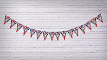 Load image into Gallery viewer, Queen Platinum Jubilee - Union Jack - Silver Text 70 Years - Full Flag Patriotic UK United Kingdom Themed Bunting Banner 15 Triangle flags National Royal decoration by PARTY DECOR

