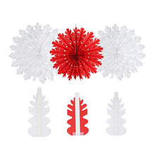 Load image into Gallery viewer, EASY JOY Retro Christmas Decorations Set, Snowflake Paper Fans Jingle Bell Xmas Tree Honeycomb, Hanging Ceiling Wall Decor Party Supplies Photo Back Drop, Set of 10
