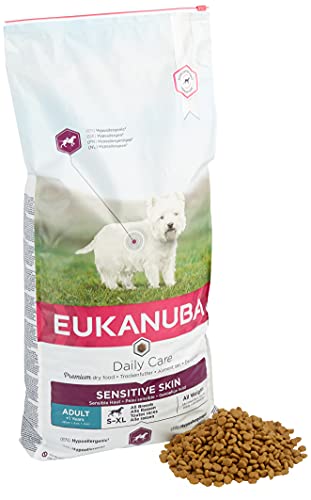 Eukanuba Dry Dog Food Daily with Chicken, Care Adult Sensitive Skin, 12 kg