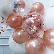 Load image into Gallery viewer, SANERYI Balloon Arch Kit 100pcs Rose Gold Balloons and White Balloons Garland Kit Confetti Clear Latex Balloons for Bridal Shower Bachelorette Hen Party Wedding Birthday for Girls Decorations

