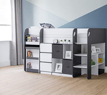 Load image into Gallery viewer, Children&#39;s Mid Sleeper, Saturn 3ft Single Mid Sleeper Bed in 5 Colours and 4 Mattress Options (3FT - Frame Only, Grey and White)
