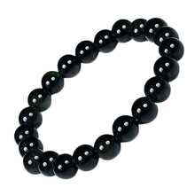 Load image into Gallery viewer, Black Tourmaline Bead Bracelet Chakra Energy Healing Protection Relieves Stress Anxiety Gift for Men &amp; Women 8mm
