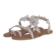 Load image into Gallery viewer, Donasty Women Flat Sandals, Bohemian Flat Sandals Summer Sandals Clip Toe T-Strap Beach Shoes Flip Flop Sexy Casual Barefoot Sandals Floral Lace Slides
