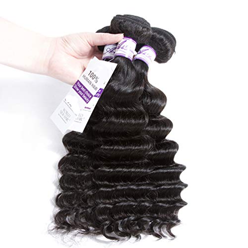 Women's Hair Extension Hair Bundles Brazilian Loose Deep Wave 3 Bundle Deals Non Remy Human Hair Weave Extension Natural Black Hair Extension 3pcs (Length : 26 26 28)