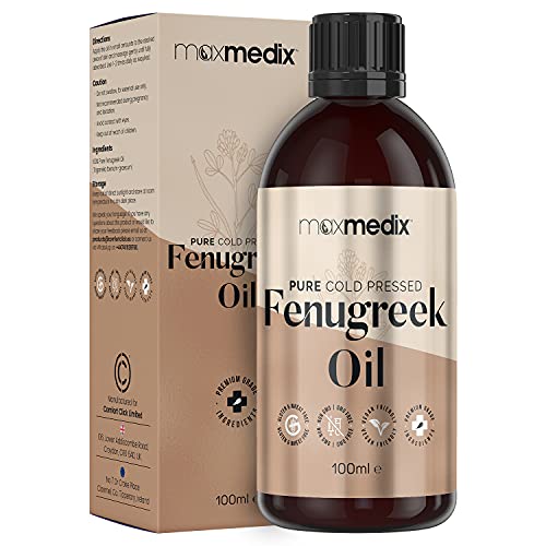Fenugreek Oil 100ml - Pure Cold Pressed Fenugreek Extract Oil for Skin, Body, Nails & Hair - Fenugreek Essential Oil for Beard Growth, Hair Growth & Toned Skin - Vegan Friendly - for Both Women & Men