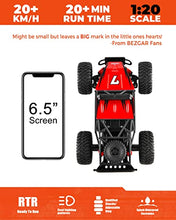 Load image into Gallery viewer, BEZGAR 17S Toy Grade 1:20 Scale Remote Control Car, 2WD High Speed 20 Km/h All Terrains Electric Toy Off Road RC Monster Vehicle Truck Crawler with Rechargeable Battery for Boys Girls Kids and Adults
