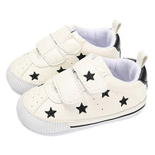 Load image into Gallery viewer, Matt Keely Baby Boys Girls Soft Sole Sneakers Infant PU Leather Shoes Prewalkers 0-6 Months, 0-6 Months, Black Star
