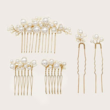 Load image into Gallery viewer, Bride Wedding Peatl Hair Pins Flower Bridal Hair Pieces Wedding Hair Accessories for Women and Girls Pack of 5

