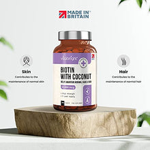 Load image into Gallery viewer, Biotin Hair Growth Supplement 12,000mcg - 365 High Strength Biotin Tablets for Hair - 1 Year Supply - Vegan Friendly Biotin Coconut Oil Supplement - for Normal Skin &amp; Hair Growth in Men &amp; Women
