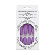 Load image into Gallery viewer, Brishow Coffin False Nails Long Matte Fake Nails Ballerina Acrylic Press on Nails Full Cover Stick on Nails 24pcs for Women and Girls (Purple)
