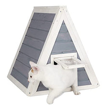 Load image into Gallery viewer, Petsfit Outdoor Cat House,Triangle Cat House Outdoor with Escape Door, Cat Outdoor House Front Door with Eave to prevent Rain for Cat and Small Animals
