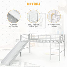 Load image into Gallery viewer, COSTWAY Kids Mid Sleeper Bed, Children Loft Beds with Slide, Stairs and Safety Guardrails, Metal Single Bunk Bed Frame for Boys Girls, 150kg Capacity (White)
