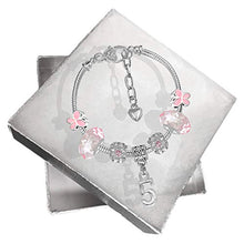 Load image into Gallery viewer, Girls 5th Birthday Pink Butterfly Charm Bracelet with Gift Box Set
