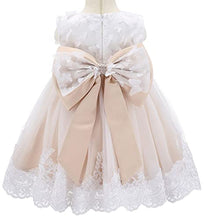 Load image into Gallery viewer, Bow Dream Lace Toddler Girl Dress with Headband Wedding Party Formal Champagne Butterfly 4T
