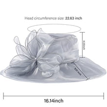 Load image into Gallery viewer, Derby Hats for Women Church Dress Floral Tea Party Fascinators Bridal Organza Wedding Hat, Silver Gray, One Size

