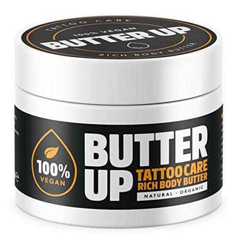 Butter Up Tattoo Aftercare - Heals & Brightens Tattoos, Vegan, Natural, Organic, Cruelty Free, Rich Creamy Body Butter 100ml