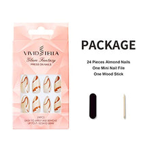 Load image into Gallery viewer, 24Pcs French Almond Nails Brown White Graffiti Acrylic Nails Artificial Stiletto Nails Art Decoration Press on Nail Tips Women Girls
