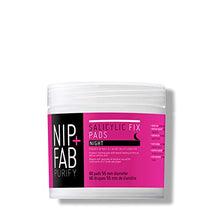 Load image into Gallery viewer, Nip+Fab Salicyclic Fix Night Pads for Face with Hyaluronic Acid | Exfoliating Facial Pad BHA Exfoliant for Skin Hydration Acne Breakouts and Blemishes | 60 Pads | 80 ml | Vegan &amp; Cruelty-Free

